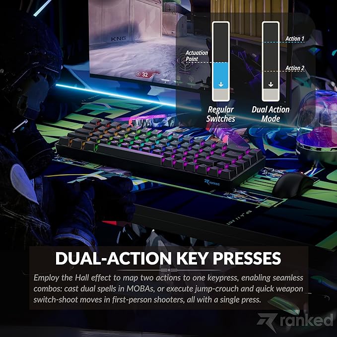 Ranked Master M65 HE 65% | Rapid Trigger Technology | Magnetic Mechanical Gaming Keyboard | 68 Keys RGB LED for PC/Mac Gamer | US Layout (Black Clear Switch)
