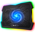 KLIM Ultimate - RGB Laptop Cooling Pad with LED Rim - New - Gaming Laptop Cooler - USB Powered Fan - Very Stable and Silent Laptop Stand - Compatible up to 17 - PC Mac PS5 PS4 Xbox One