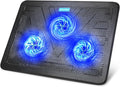 TECKNET Laptop Cooling Pad Portable Slim Quiet USB Powered Laptop Notebook Cooler Cooling Pad Stand Chill Mat with 3 Blue LED Fans Fits 12-17 Inches