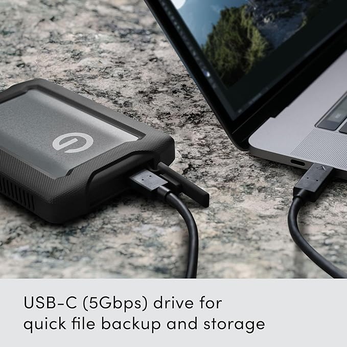 SanDisk Professional 2TB G-Drive ArmorATD - Rugged Durable Portable External Hard Drive HDD USB-C USB 3.2 Gen 1 - SDPH81G-002T-GBA1D