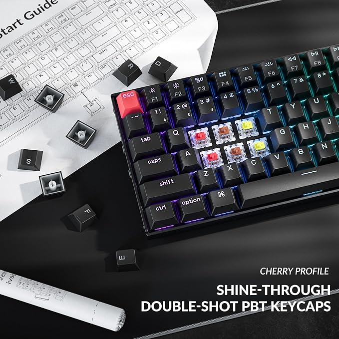 Keychron K4 96% Layout QMK Wireless and Wired Options Mechanical Keyboard White Backlight Super Banana Switch Paired with Shine-Through Double-Shot PBT Keycaps for Mac Windows-Version 3
