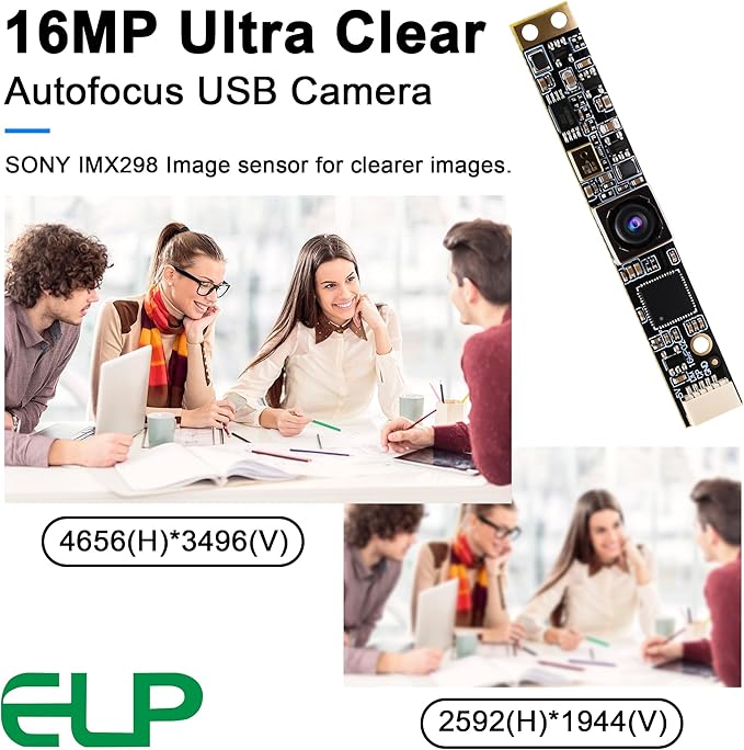 Webcamera_usb 16mp Autofocus USB Camera Module with Microphone for Computer Mini Lightburn Camera Micro USB Security PC Camera CCTV Video Laser Engraver Webcam Board (68degree no distortion lens)