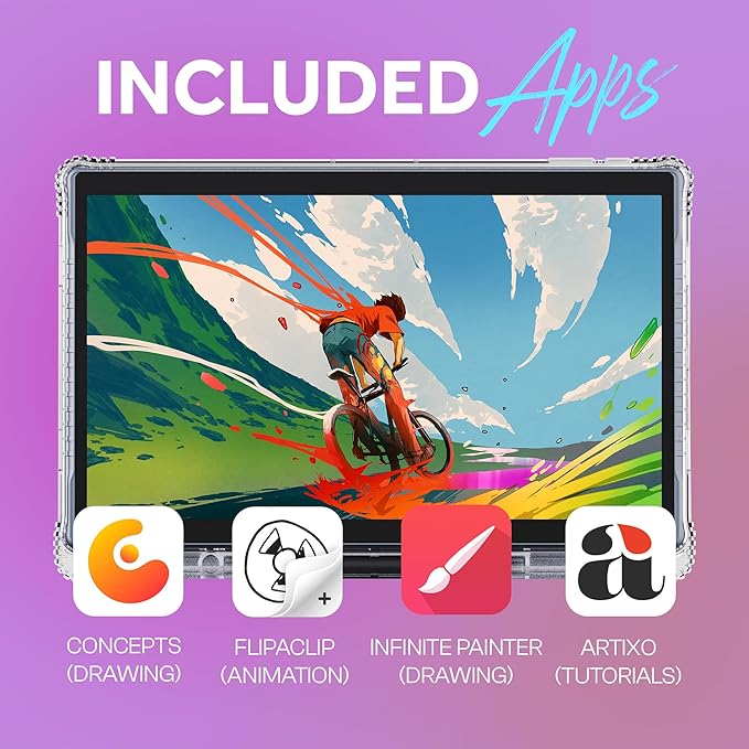 PicassoTab-X14 Standalone Drawing Tablet • No Computer Needed • Largest 14 Laminated Screen • Pro Drawing Apps &amp Tutorials • 4096 Pressure Stylus • Portable Digital Graphic Tablet for Artists -X1