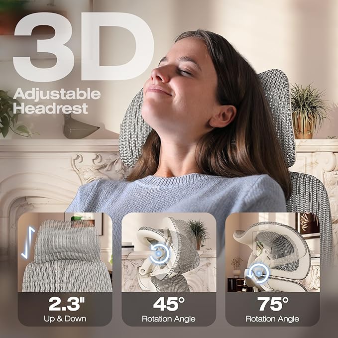 ELABEST X100 Ergonomic Office Chair with Footrest Big and Tall Home Desk Chair with 5D Flip-Up Arms Adjustable 3D Lumbar SupportHigh Back Rolling Computer Chair Swivel Mesh Chairs (Frosted Dawn)