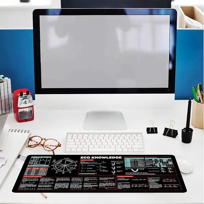 ECG Mouse Pad for Nurses Cardiology Cheat Sheet EKG Reference Guide for Medical Students RN Gift ICU Desk Accessory Essential Computer Accessories for Study Work and Reference Purposes NNA