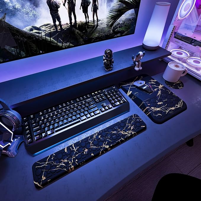 Ospelelf Black Keyboard Wrist Rest Ergonomic Mouse Pad with Wrist Rest Wrist Rest for Computer Keyboard
