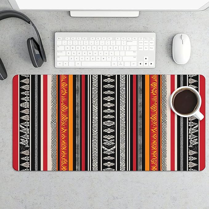 XXL Gaming Mouse Pad Boho Aztec Large Desk Mat Protector for Desktop Anti-Slip Rubber Extended Computer Keyboard Mat Writing Pad Mousepad for Work Office Home15.7 * 35.4 in A-700