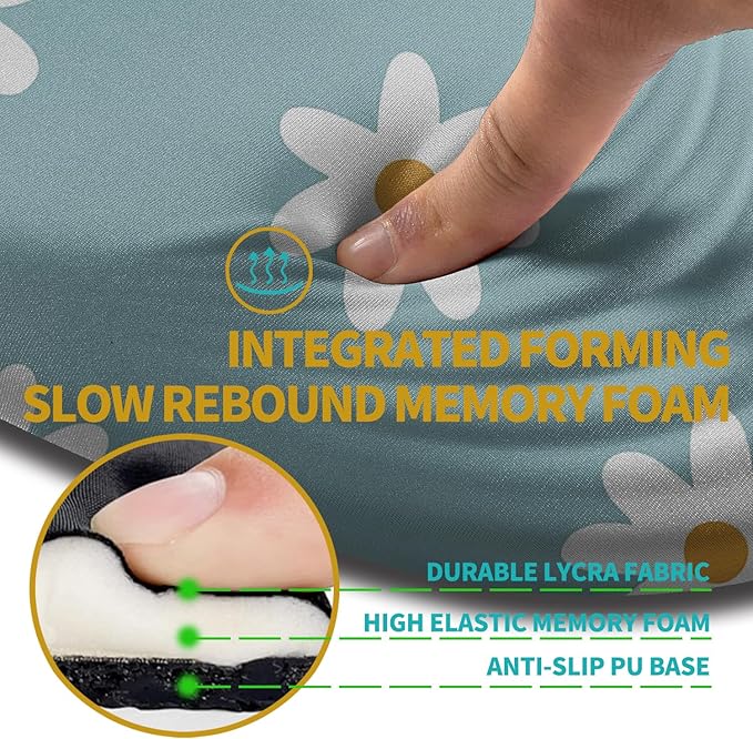 Hokafenle Ergonomic Mouse Pad Wrist Support with Stepped-Wedge Design Wrist Rest Pain Relief Mousepad Filled with Memory Foam Carpal Tunnel Mousepad for Wireless Mouse(12x8 inch Little Daisy)