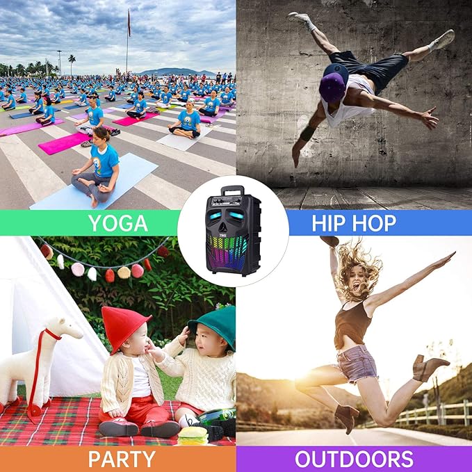 E I F E R Cool Skull Bluetooth Speakers Portable Wireless Speaker Compatible with Smartphones and Tablets Suit for Home Garden Party Black 50W 8-Inch