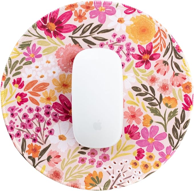 Elyse Breanne Design 8.5 Inch Round Mouse Pad for Computer Desktop Protector Non-Slip Rubber Backing Primrose Petals