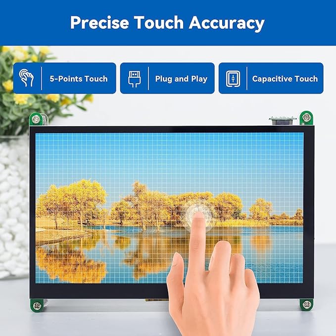 SunFounder 7 Inch Touchscreen for Pi 5 RPI 41024X600 IPS Display USB HDMI Portable Mini Monitor Upgraded 7in Touch Screen for RPI 4 Monitor with Stand and Dual Speakers