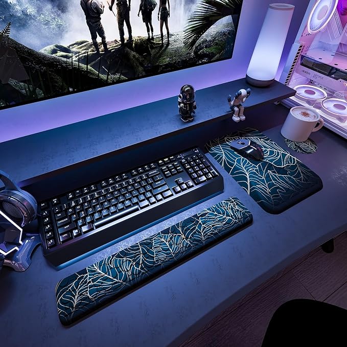 Ospelelf Keyboard Wrist Rest Ergonomic Mouse Pad with Wrist Rest Support Wrist Rest for Computer Keyboard Green