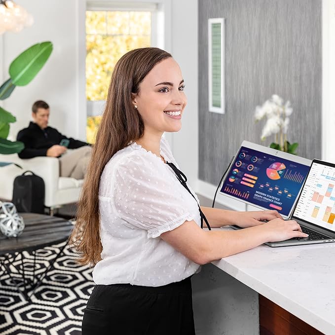 SideTrak Swivel 14 Portable Monitor for Laptop Screen Extender with Patented Swivel Hinge Attachable Travel Monitor Dual Screen FHD Display USB-C® &amp HDMI (Dark Gray)