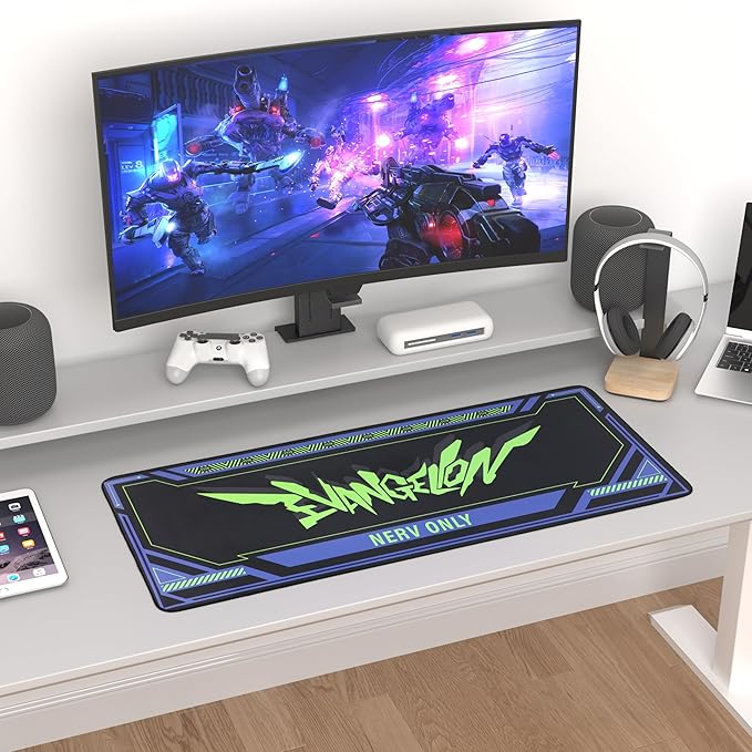 Mouse pad - Inspired by NERV &amp Evangelion Sci-Fi Aesthetic Large 35.4x15.7 Anime-Themed Gaming Desk Mat