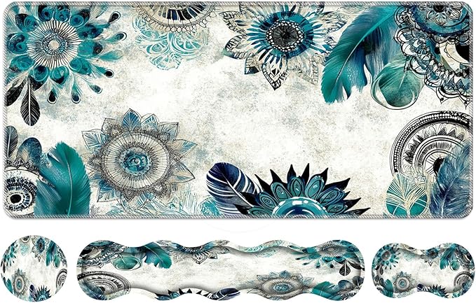 Keyboard Wrist Rest SetMemory Foam Wrist Support Mouse Pad31.5x11.8 Desk Mat for Comfortable Typing &amp Pain ReliefNon-Slip Base for Office &amp Home Use - Abstract Flower