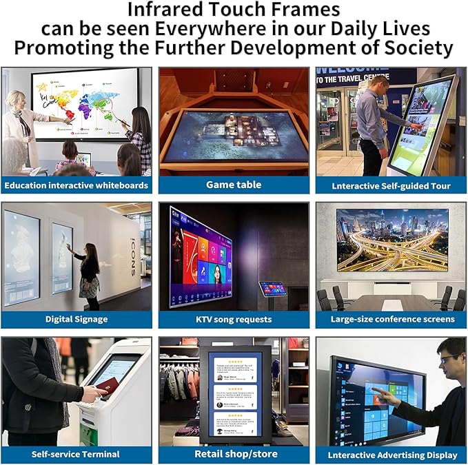 50 Inch 20 Points Infrared Touch Frame Interactive USB Interface IR Touch Screen Overlay Use Driver Free Intelligent Suitable for Digital Signage