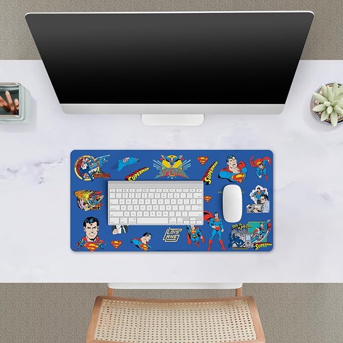 Head Case Designs Officially Licensed Superman DC Comics Sticker Collage Logos and Comic Book 23.62 x 11.81 x 0.12 inches (600 x 300 mm) - L Gaming Office Desk PC Keyboard Mouse Mat Pad
