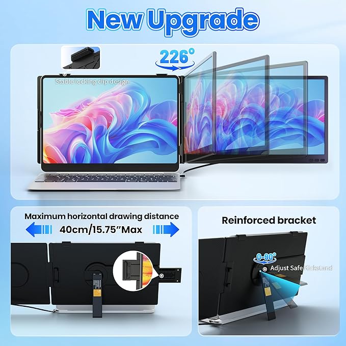 Laptop Screen Extender Ultra-lightweight 14 FHD 1080P IPS Dual Screen Laptop Monitor Extender with USB-C/HDMI Port Plug and Play Portable Monitor for 13-17 Laptops (Wins/Mac/Android//Switch/PS5)