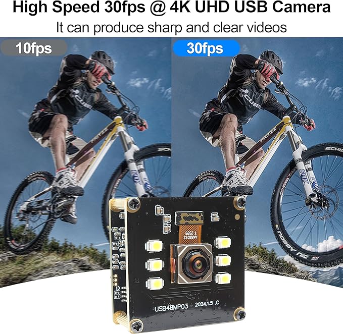 MMlove 48MP USB Camera Module 4K 30FPS Color Night Vision High Speed Autofocus Webcam Lightburn Camera 70° Viewing Angle Industrial Security Webcam for Face Recognition StreamingPC/Laptop