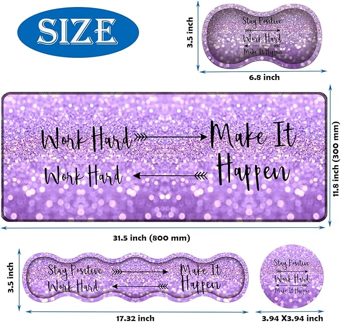 Large Gaming Mouse Pad + Keyboard Wrist Support + Mouse Wrist Rest + Coaster Table Pad with Stitched Edge Memory Foam Ergonomic Wrist Pad Set Purple Flashing Background Bible