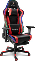 Massage Gaming Chair with Speaker Ergonomic Gaming Chair with Footrest and RGB Light PU Leather Video Gaming Chair Home Theater Seat 360° Rotating Gaming Chair.Red