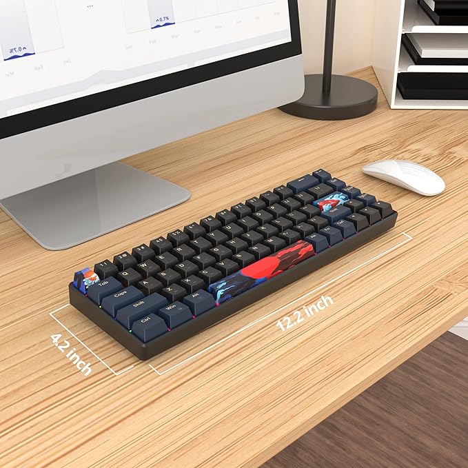 60 Percent Gaming Keyboard Mechanical with Linear Red Switch 65% Wired Ultra-Compact Mini Keyboard Rainbow with PBT Keycaps for Ps4/Ps5/Xbox(68 Blue)