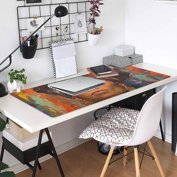 ALAZA African American Oil Painting Large Gaming Mouse Pad Big Mousepad Mice Keyboard Mat with Non-Slip Rubber Base for Computer Laptop Home &amp Office 35.4 X 15.7 inch