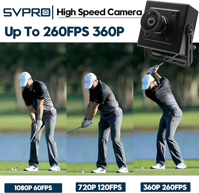 SVPRO High Speed USB Camera for Computer1080P/60fps720P/120fps360P/260fps120 Degree Wide Angle Machine Vision Industrial Lightburn Camera USB Security Cam for Windows Linux Android MacOS