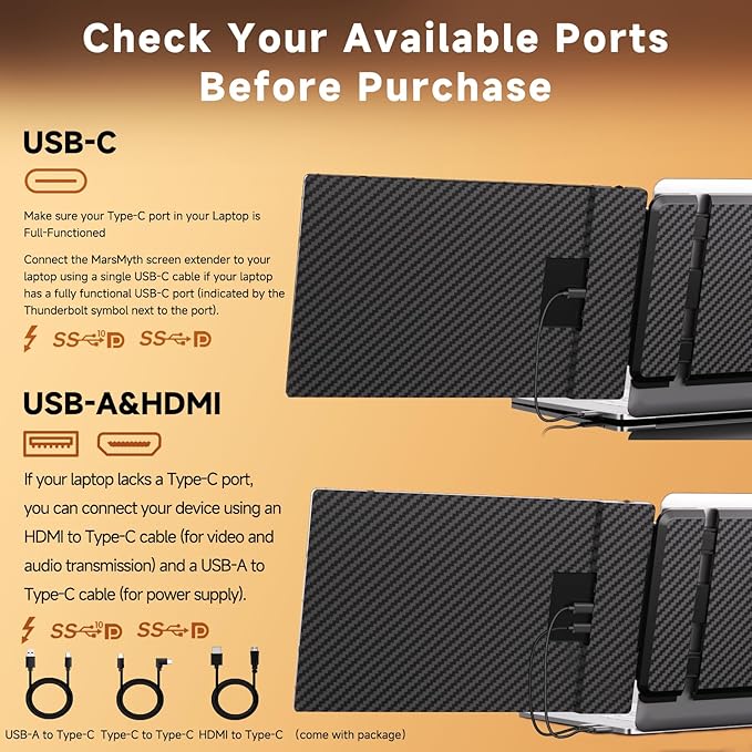 S1 Laptop Screen Extender - 14'' Portable Dual Monitor for Laptops 1080P FHD Plug &amp Play Portable Monitor for 13''-17'' Laptops Compatible with Windows Mac PS5 Dex Android Switch