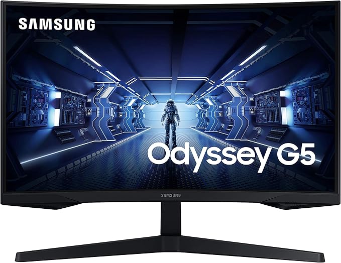 Samsung Odyssey G5 Series 27-Inch WQHD (2560x1440) Gaming Monitor 144Hz Curved 1ms HDMI Display Port FreeSync Premium (LC27G55TQWNXZA)