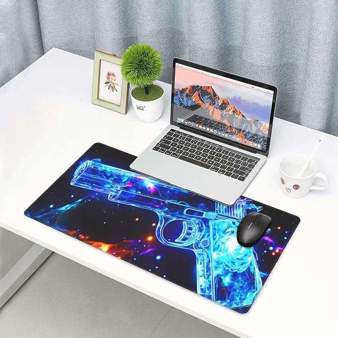 Handgun Desk Cover MatExtended Large Mouse PadComputer Laptop Mat Desk Decor for Office Game Home 30x16 Inch