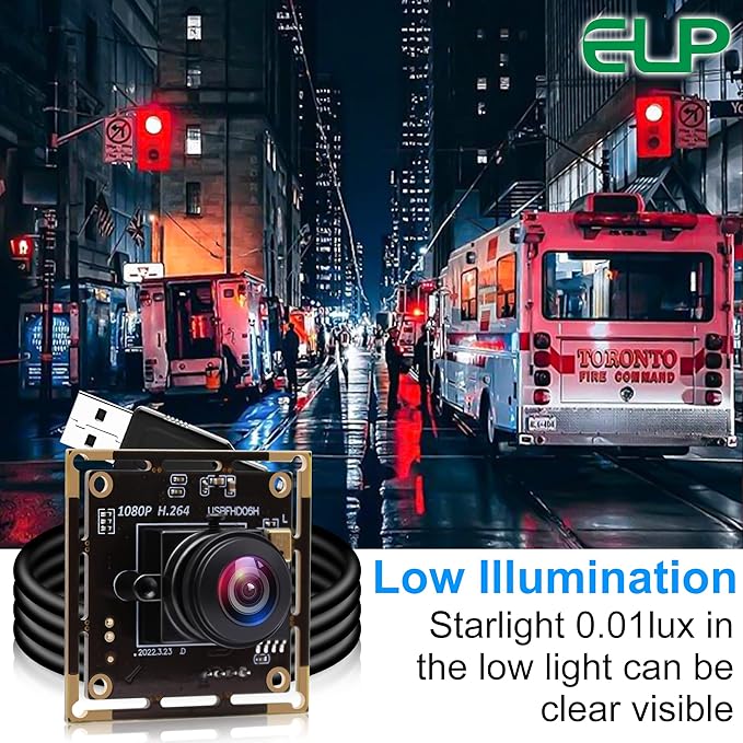 ELP Sony IMX323 Sensor Mini Wide Angle USB Camera Module with Microphone 180degree Fisheye Lens HD 1080P 0.01Lux Low Light Video Audio PC Camera UVC H.264 USB2.0 Embedded Webcam Board for Computer