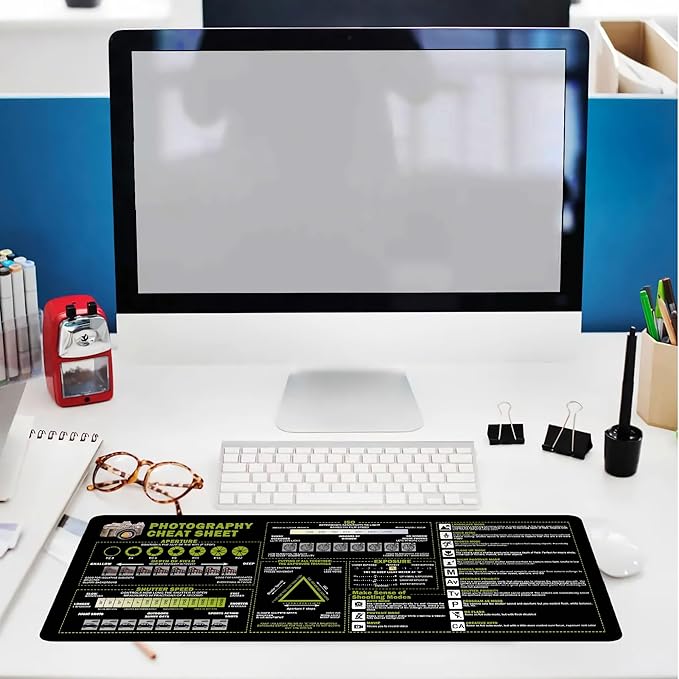 Photography Cheat Sheet Mousepad – Basic Camera Settings Reference for Photography Lovers &amp New Photographers Essential Computer Accessories for Study Work and Reference Purposes NNA