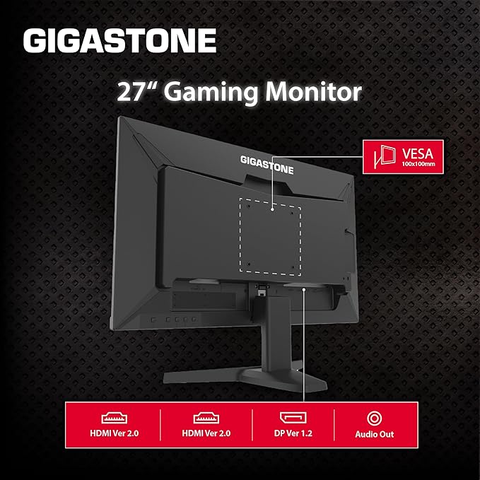 Gigastone 27 inch IPS Gaming Monitor 2-Pack 165Hz FHD 1920 x 1080 178° Wide View Frameless PC Monitor Built-in Speakers FreeSync Eye Care Technology Ergonomic Tilt VESA MountDPHDMI