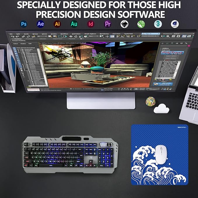 X-Raypad Aqua Control Plus Wave Gaming Mouse Pad Ultra-High Precision Mouse Pad with Perfect Speed and Control Capability Consistent X and Y Glide Designed for Fps Players with Low DPI Requirements