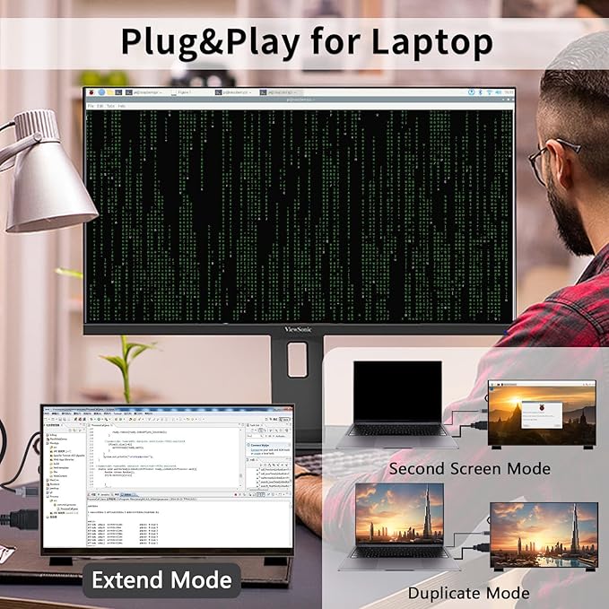 GeeekPi 10.1 Inch Capacitive Touchscreen Display 1024x600 IPS LCD with Dual-Speaker HDMI Portable Monitor for Raspberry Pi 5/4B/3B+/3B/B+/Zero/400 Win11/10/8/7 Free-Driver