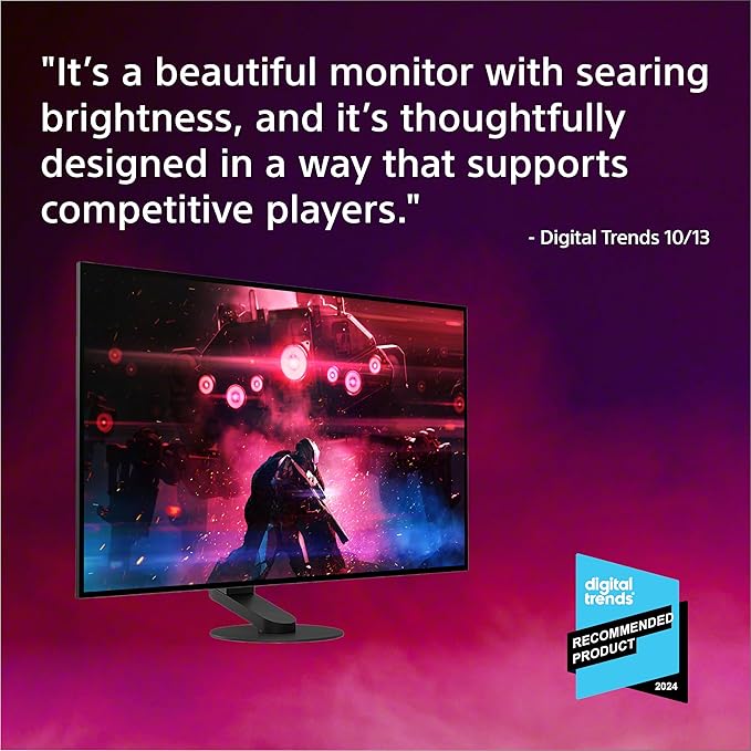 Sony INZONE M10S 27” OLED QHD (2560x1440) 480Hz 0.03ms GTG NVIDIA G-SYNC Compatible Gaming Monitor (Renewed)