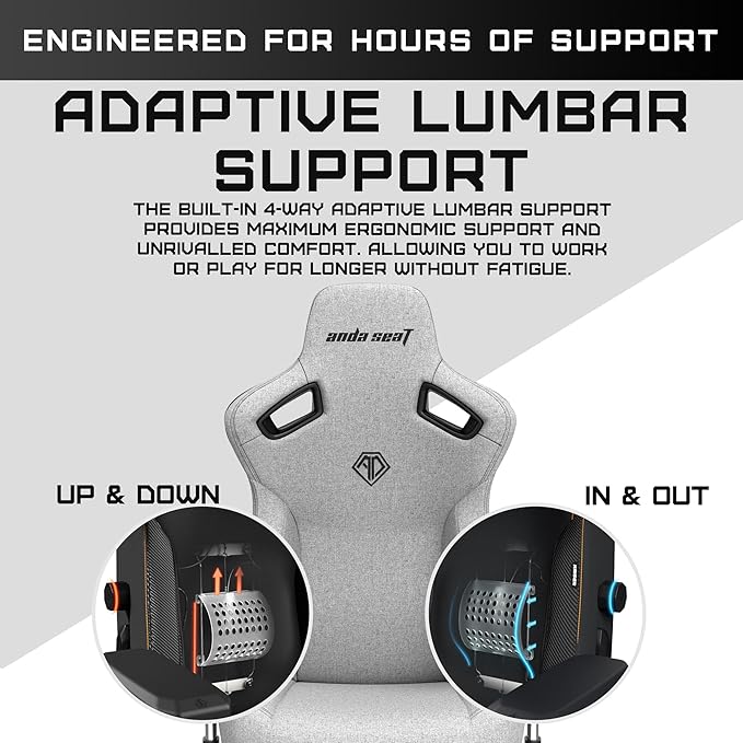 Anda Seat Kaiser 3 XL Gaming Chairs for Adults - Ergonomic Gray Fabric Gaming Chair with Lumbar Support Comfortable Office Seat with Neck Support - Heavy Duty Wide Gamer Seat