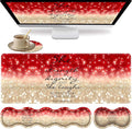 Large Gaming Mouse Pad Keyboard Wrist Rest + Mouse Wrist Pad + Coaster Combination Set Memory Sponge Non-Slip Base. Suitable for Office and Home Red Glitter Quote Proverbs 31-25