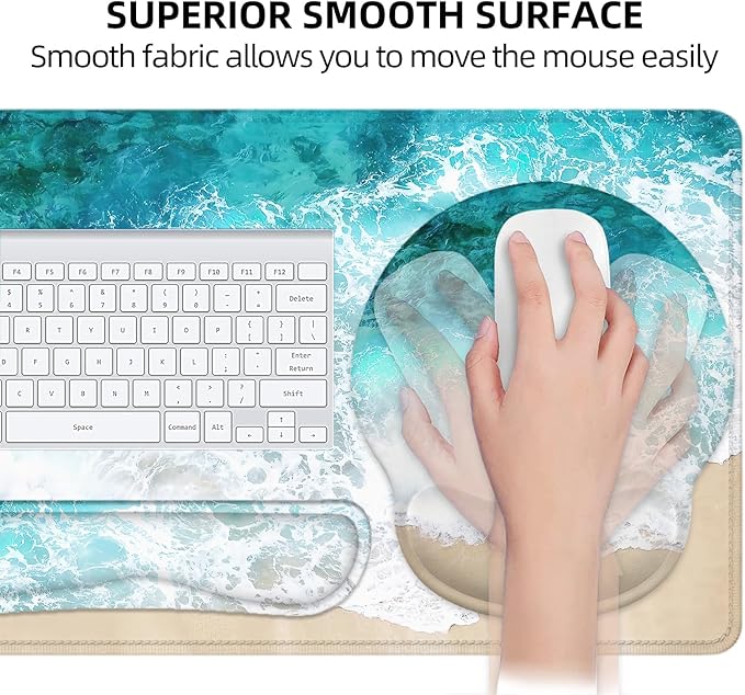 LATEEFAH Mouse Pad with Wrist Rest Large Mouse Pad Ergonomic Gaming Desk Pad Keyboard Wrist Rest Set 4-in-1 Desk Mat Keyboard Mat for Home Office