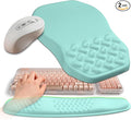 2-in-1 Ergonomic Set Wave Keyboard Wrist Rest and Massage Slope Mouse Pad Wrist Support Rebound Memory Foam for Relieve Carpal Tunnel Syndrome and Wrist Pain (Light Blue)