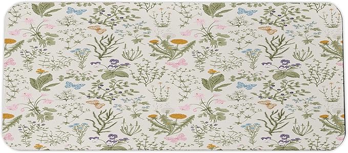 Ambesonne Floral Computer Mouse Pad Vintage Garden Plants Herbs Flowers Botanical Classic Design Art Rectangle Non-Slip Rubber Mousepad Large 31 x 12 Gaming Size Reseda Green Beige