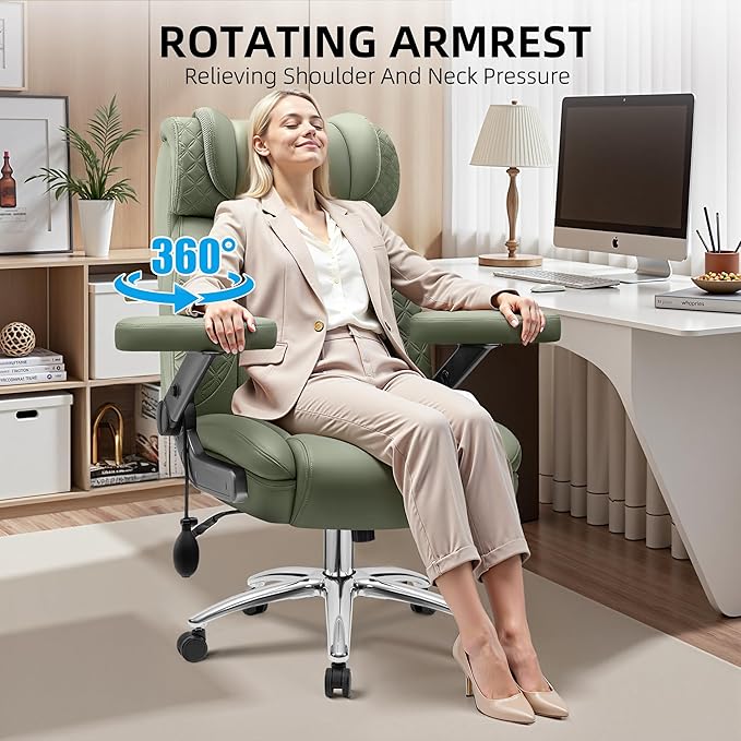 Big and Tall Office Chair Desk Computer Chair for Heavy People Oversized Executive Gaming Chair Extra Wide 500LBS Ergonomic Comfy Office Chair with Adjustable Lumbar Support &amp 5D Flip Arms
