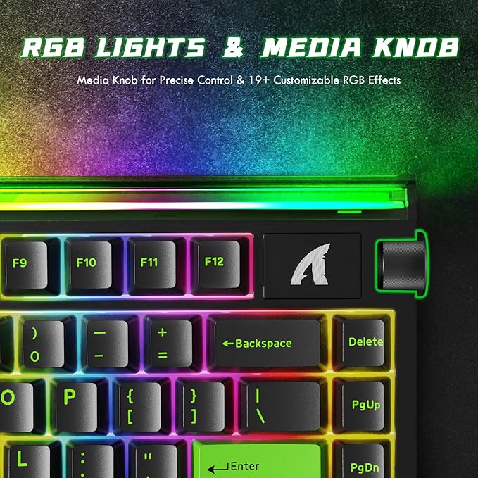 ATTACK SHARK R85 HE Wired 75% Hall Effect Rapid Trigger Mechanical RGB Gaming Keyboard with 8K Polling0.05mm RT Accuracy0.08MS LatencyMagnetic Switch5 Layer Sound DampedDriver for PC Mac(Green)