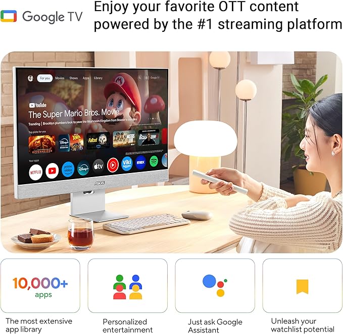 ASUS ZenScreen 31.5” 4K USB-C Smart Monitor (MS32UC) - UHD (3840 x 2160) IPS 98% DCI-P3 GoogleTV Harman Kardon Speakers USB-C (90W PD) Wireless Display Netflix and YouTube 3 yr Warranty