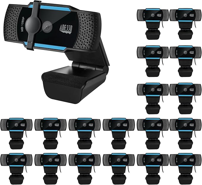 Adesso 20pc Multipack CyberTrack H5-TAA Webcam 1080p Full HD Built-in Microphone TAA Compliant - Made in Taiwan for Government Education and Military.