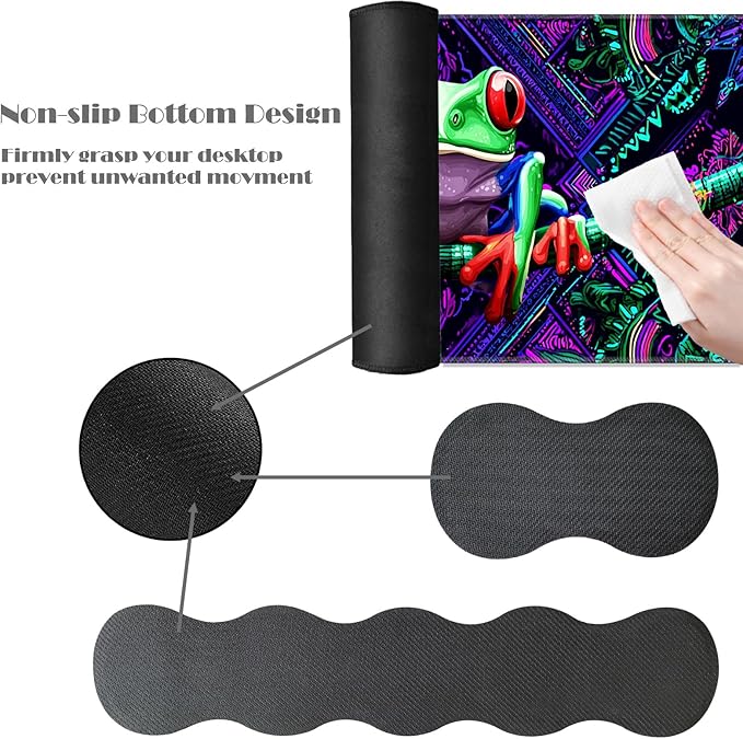 Ergonomic Keyboard Wrist Rest &amp Mouse Pad Wrist Rest SetXL Gaming Desk Mat 31.5x 11.8Non-Slip BaseMemory FoamEasy Typing Pain Relief for Office &amp HomeTree Frog