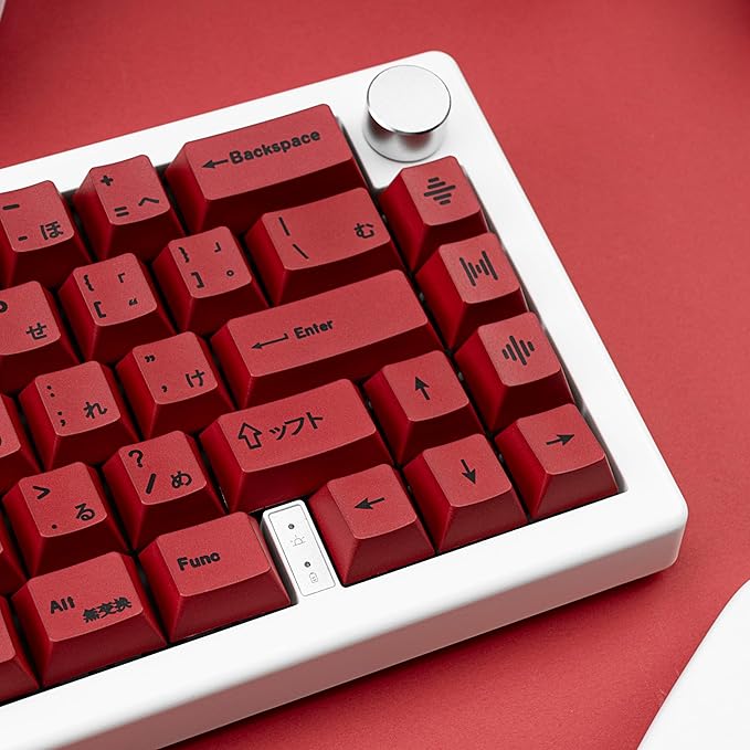 140 Keys PBT Japanese Keycaps Cherry Profile Key Caps DYE-Sub Red Keycap Minimalist Style Customized Keycaps Set Compatible with Cherry MX Switches Mechanical Keyboards
