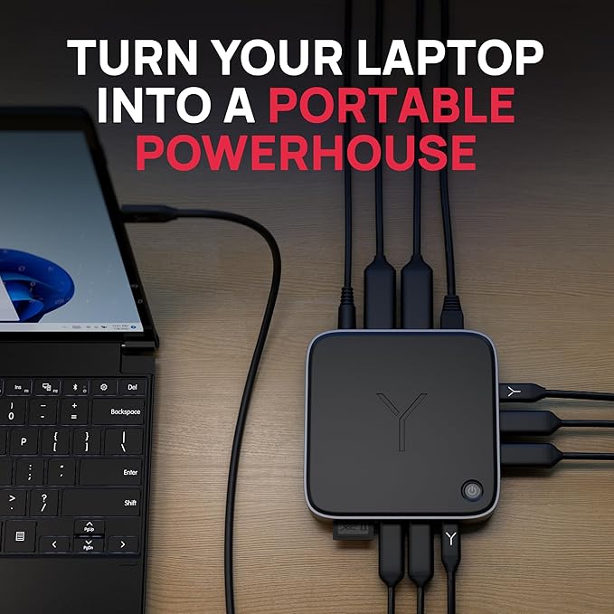 Brydge Stone CORE Powered Charging Docking Station – 10 Ports 100W PD Dual Monitor Docking Station 4K60Hz 8K HDMI SD 4.0 USB-A &amp USB-C Ethernet – Windows &amp MacOS Compatible Laptop