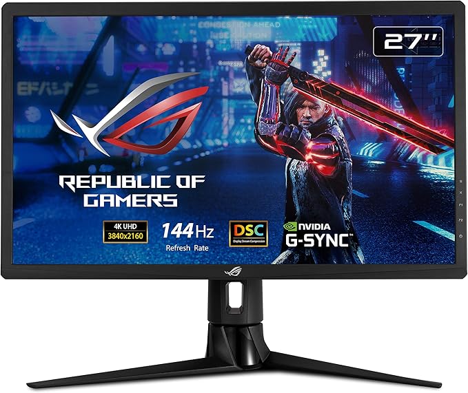 ASUS ROG Strix 27” 4K HDR 144Hz DSC Gaming Monitor (XG27UQR) - UHD (3840 x 2160) IPS 1ms Extreme Low Motion Blur DisplayHDR 400 DCI-P3 90% G-SYNC Compatible Eye Care DisplayPort HDMI USB 3.0